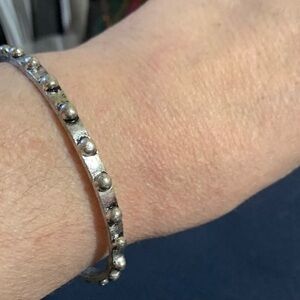 Silver-Tone Studded Bangle Bracelet - Women Jewelry